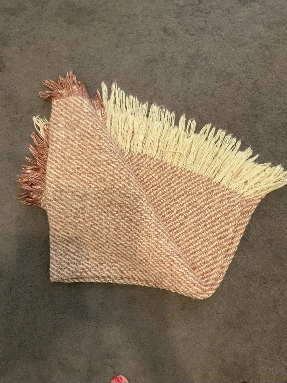 Blush Pink & Cream Fringe Throw Blanket